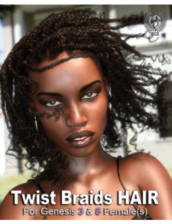 Twist Braids Hair for Genesis 3 and 8 Female(s)