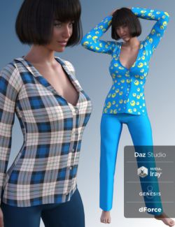 FG dForce Silk Pajamas for Genesis 8 Female(s)