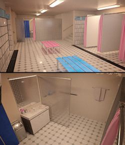 Unisex Shower & Locker with G3F & G3M Poses