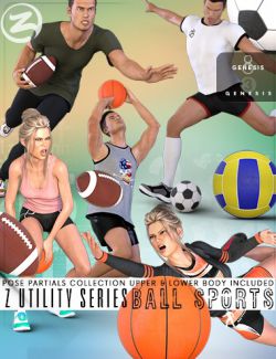 Z Utility Series: Ball Sports- Props, Poses and Partials for Genesis 3 and 8