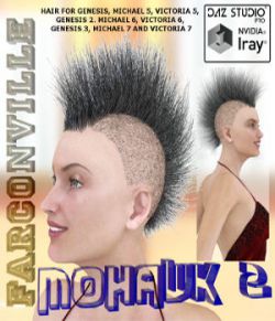 MOHAWK 2 HAIR FOR GENESIS, V5, M5, G2F, V6, G2M, M6, G3F, V7, G3M AND M7
