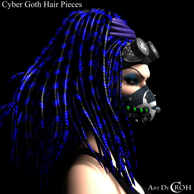 Cyber Goth Hair Pieces for Genesis 8 Female s 3d Models for Daz