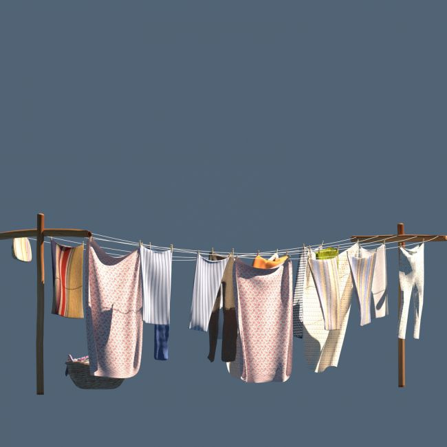 Old Windblown Clothesline | 3d Models for Daz Studio and Poser