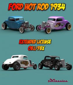 FORD HOT ROD 1934 OBJ FBX EXTENDED LICENSE