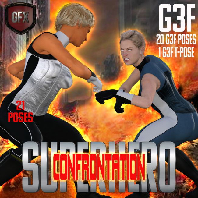 Click here to see preview images for "SuperHero Confrontation for G3F Volume 1" SuperHero Confrontation for G3F Volume 1