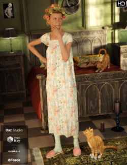 dForce Granny Nightgown Outfit for Genesis 8 Female(s)