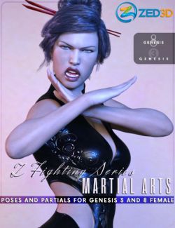 Z Fighting Series : Martial Arts - Poses and Partials for Genesis 3 and 8 Female