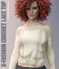 X-Fashion Crochet Lace Top for Genesis 8 Female(s)