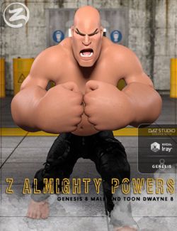 Z Almighty Powers- Poses and Expressions for Toon Dwayne 8 and Genesis 8 Male