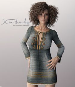 X-Fashion Denim Dress for Genesis 8 Females