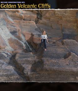 3D Cliff Construction Set: Golden Volcanic Cliffs