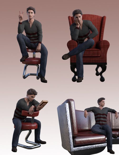 Sitting Pose Reference - Man sitting on chair | PoseMy.Art