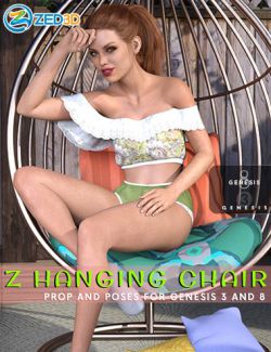 Z Hanging Chair - Prop and Poses for Genesis 3 and 8