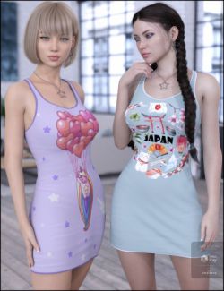 Kawaii Textures for dForce Tanked Dress