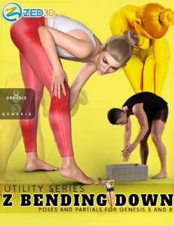 Z Utility Bending Down Poses and Partials for Genesis 3 and 8