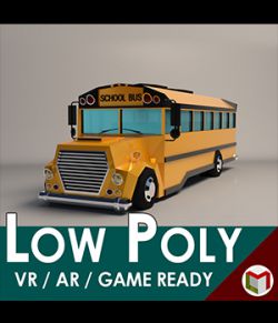 Low-Poly Cartoon School Bus- Extended License