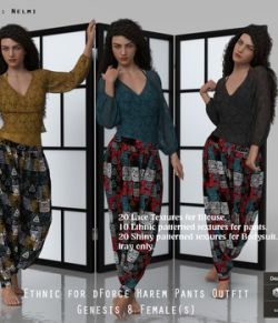 Ethnic for dForce Harem Pants Outfit for Genesis 8 Females