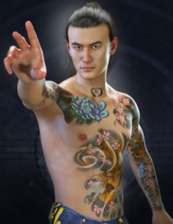 Asian SkinWorks L.I.E. Tattoos for Genesis 3 and 8 Male(s)