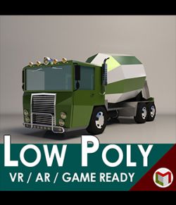 Low-Poly Cartoon Concrete Mixer Truck- Extended License