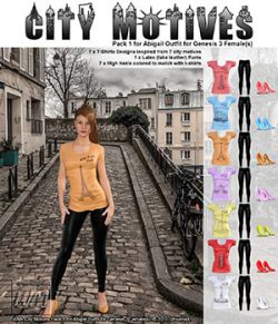 WMs City Motives Pack 1 for Abigail Outfit for Genesis 3 Females