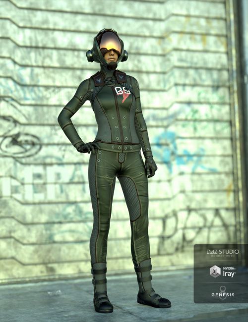 Scifi futuristic girl outfit 3D model