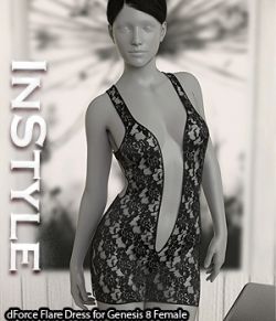 InStyle- dForce Flare Dress for Genesis 8 Female