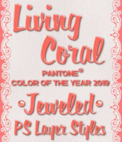 Living Coral JEWELED PS Layer Styles