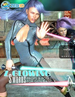 Z Glowing Swords and Poses for Genesis 3 and 8