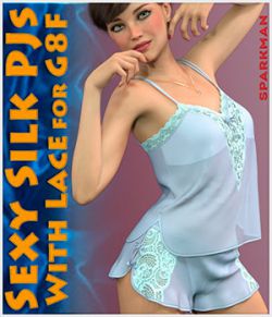 dForce Sexy Silk PJs With Lace for Genesis 8 Female