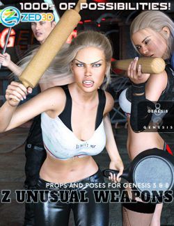 Z Unusual Weapons and Poses with Partials for Genesis 3 and 8