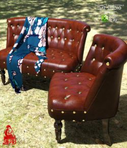 Sofa & Armchair of Slit Dress Package for Genesis 8 Females