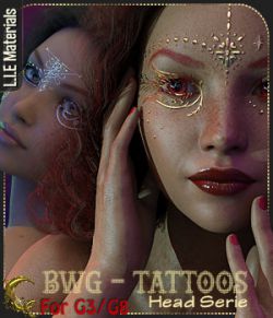 BWG - Tattoos, Head Serie for G3-G8 - DAZ Studio