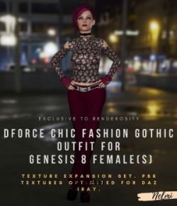 NELMI- dForce Chic Fashion Gothic Outfit for Genesis 8 Female(s)