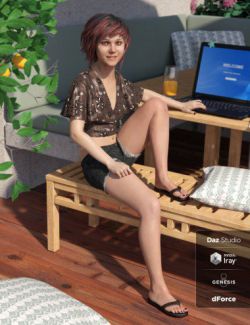 dForce Flutter Sleeve Outfit for Genesis 8 Female(s)