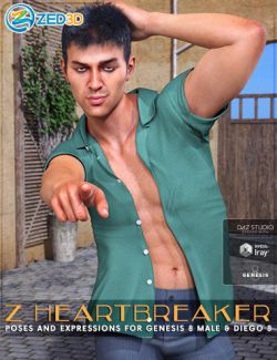 Z Heartbreaker Poses and Expressions for Genesis 8 Male and Diego 8