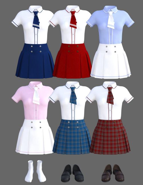 dForce CB School Uniforms for Genesis 8 Female(s)