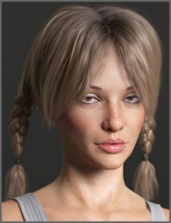 Dallas Pigtails Hair for Genesis 3 and 8 Female(s)