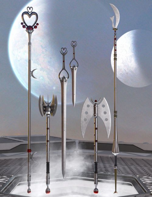 Celestial Moon Weapons Collection  3d Models for Daz Studio and Poser