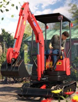 Mini Digger Excavating Poses for Genesis 8