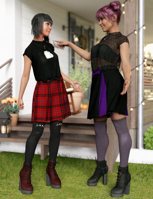 dForce Emo Style Outfit Textures | 3d Models for Daz Studio and Poser