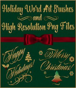 Holiday Word Art PS Brushes and Png Files Pack