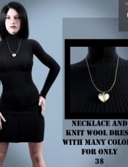 Knit Wool Dress & Necklace