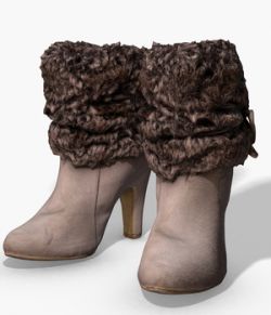 Fur Trim Heel Boots - Photoscanned PBR - Extended License