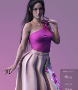 dForceX-Fashion Floral Printed Outfit for Genesis 8 Female(s)