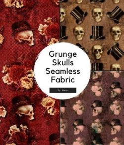 15 Grunge Skulls Seamless Fabric