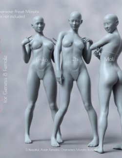 3 Asian Female Character Morph Bundle for Genesis 8 Female