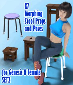 X7 Morphing Stool Props and Poses for Genesis 8 Female SET2