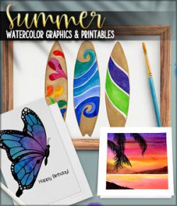 Summer Watercolor Graphics and Printables