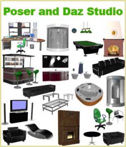 Furniture and Props set for Poser and Daz Studio