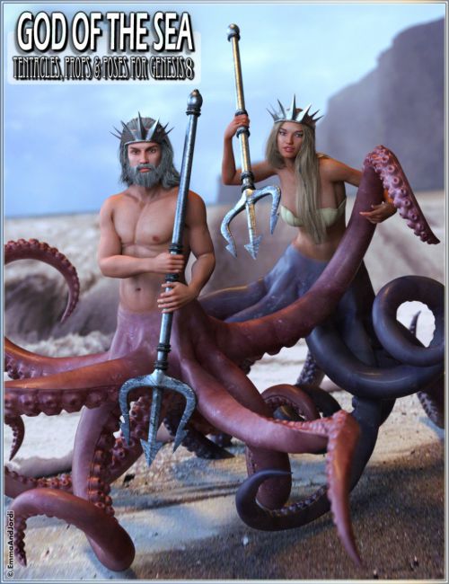 God Of The Sea Tentacles Props and Poses for Genesis 8
